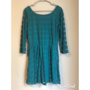 Lily Rose teal stretchy stripe dress XL